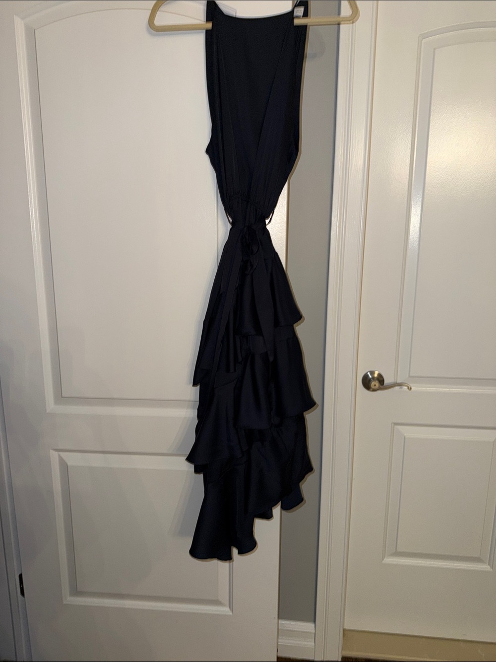 Navy Ruffle Tiered Evening Dress - Women